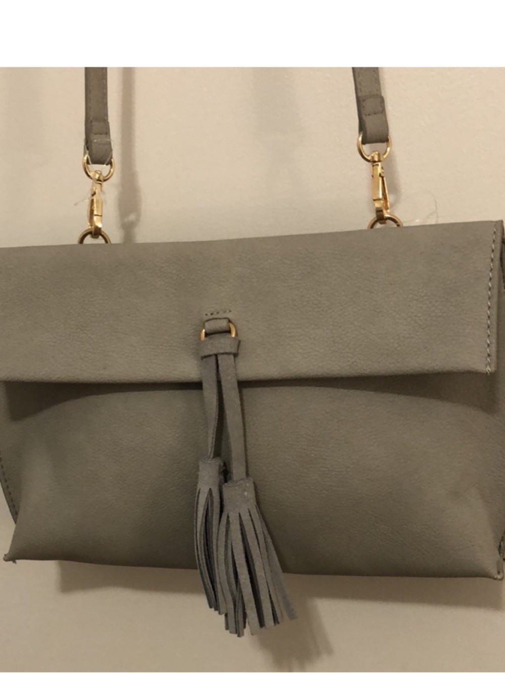 Anthropologie Gray Tassel Crossbody Shoulder Bag
